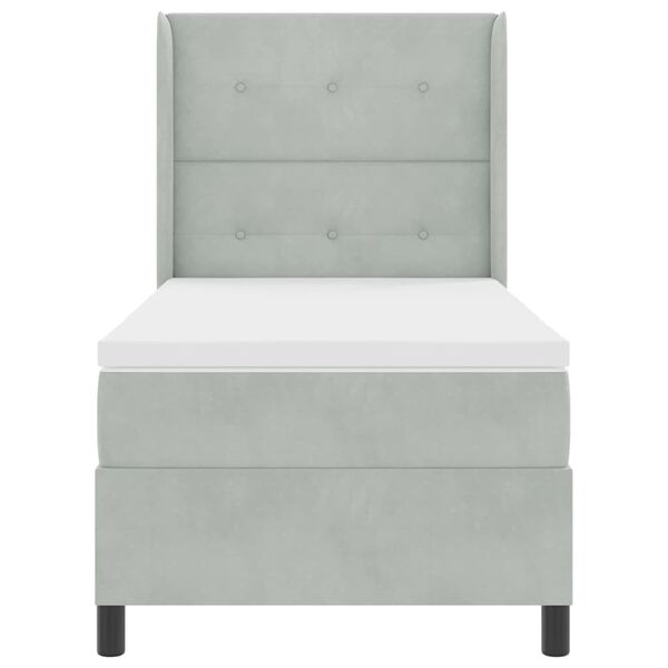 vidaXL Ł&oacute;żko sprężynowe z materacem Jasnoszary 90 x 190 cm Aksamit