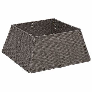 vidaXL Kołnierz do Choinki Kwadrat Szary 50 x 50 x 25 cm polirattan