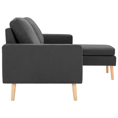 vidaXL 3-osobowa sofa z podnóżkiem, ciemoszara, tapicerowana tkaniną