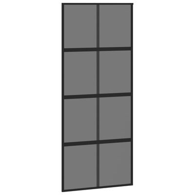 vidaXL Drzwi przesuwne, czarne, 90x205 cm, szkło hartowane, aluminium