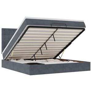 vidaXL Rama ł&oacute;żka otomana z materacami, szara, 160x200 cm, aksamit