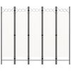 vidaXL Parawan 5-panelowy, biały, 200 x 180 cm