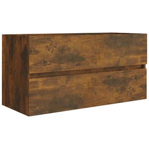 vidaXL Szafka umywalkowa, przydymiony dąb, 90x38,5x45 cm