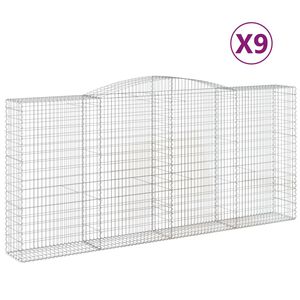 vidaXL Kosze gabionowe, 9 szt, 400x50x180/200 cm, galwanizowane żelazo