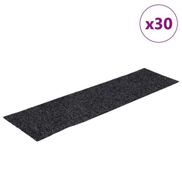 vidaXL Maty na schody samoprzylepne 30 szt. 76x20 cm ciemnoszare prostokątne