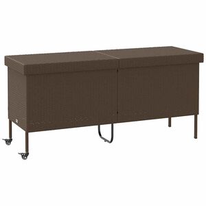 vidaXL Skrzynia ogrodowa z k&oacute;łkami, brązowa,160x55x75 cm, polirattan