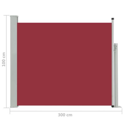vidaXL Wysuwana markiza boczna na taras, 100 x 300 cm, czerwona