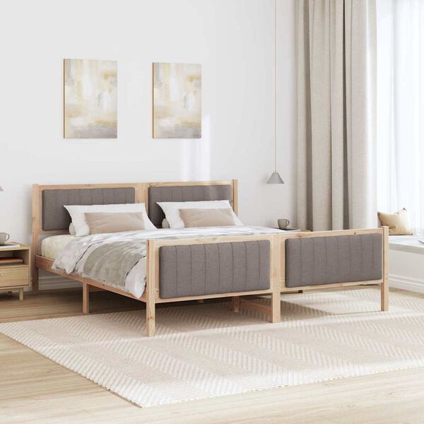 vidaXL Rama ł&oacute;żka Brązowy i taupe 180 x 200 cm Lite drewno sosnowe