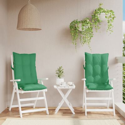 vidaXL Poduszki na krzesła z wysokim oparciem, 2 szt., zielone