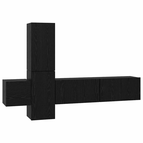 vidaXL Zestaw szafek RTV 5 pcs Czarny Dąb Materiał drewnopochodny