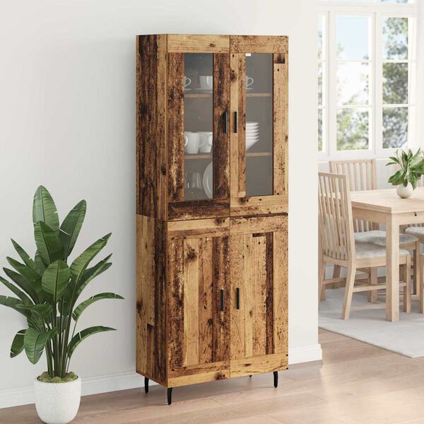 vidaXL Highboard 2 pcs Stare drewno Drewno inżynieryjne i szkło
