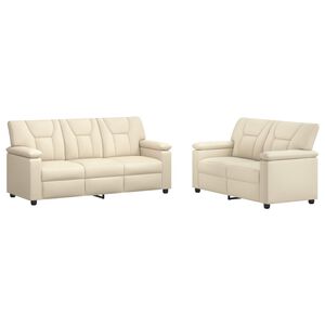 vidaXL Zestaw Sof 2 pcs kremowy Ekosk&oacute;ra
