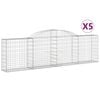 vidaXL Kosze gabionowe, 5 szt., 300x30x80/100 cm, galwanizowane żelazo