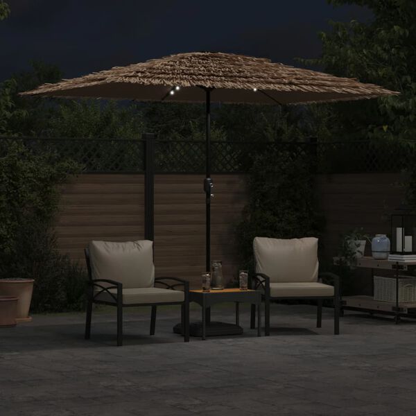 vidaXL Parasol ogrodowy z LED, stalowy słupek, brązowy, 300x200x250 cm