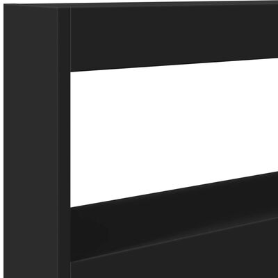 vidaXL Zagłówek z półkami i oświetleniem LED, czarny, 100x17x102 cm