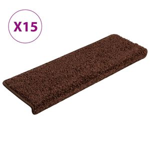 vidaXL Maty na schody 15 szt. 65x21x4 cm Brązowe prostokątne krawędzie