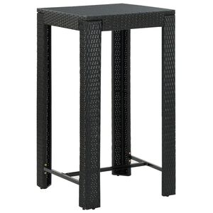 vidaXL Ogrodowy stolik barowy, czarny, 60,5x60,5x110,5 cm, polirattan