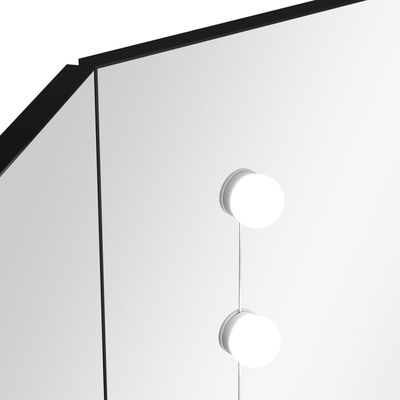 vidaXL Toaletka narożna z lampkami LED, czarna, 111 x 54 x 141,5 cm