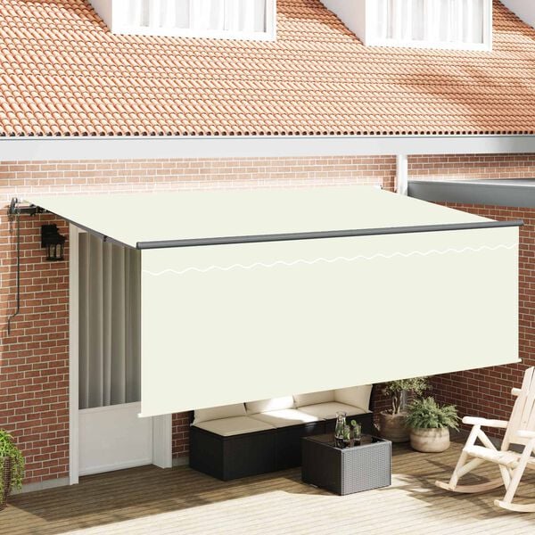 vidaXL Markiza zwijana Kremowy 350 x 200 cm Poliester i aluminium