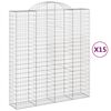 vidaXL Kosze gabionowe, 15 szt, 200x50x220/240cm, galwanizowane żelazo