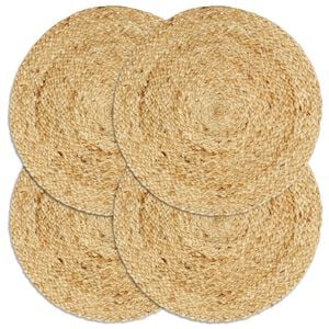 vidaXL Maty na st&oacute;ł, 4 szt., gładkie, naturalne, 38 cm, okrągłe, juta
