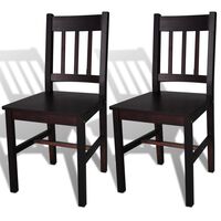 vidaXL Krzesła stołowe, 2 szt., ciemnobrązowe, drewno sosnowe