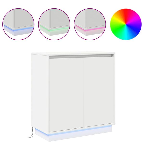 vidaXL Komoda LED Biały 71 x 34,5 x 75 cm Materiał drewnopochodny