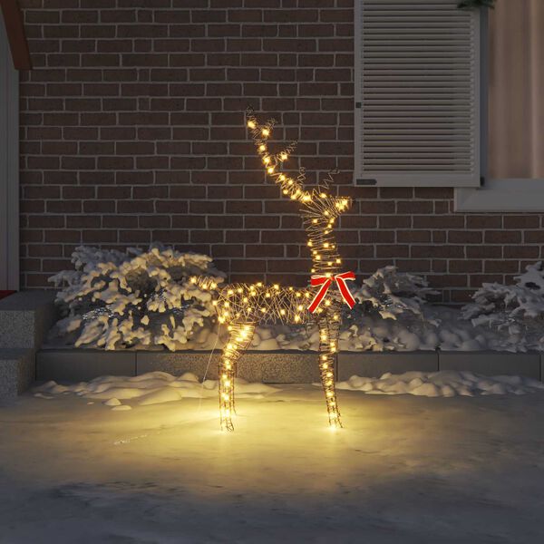 vidaXL 3D Renifer Ciepła biel 70 x 41 x 128 cm rattan