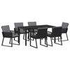 vidaXL Zestaw do jadalni w ogrodzie 7 pcs Czarny