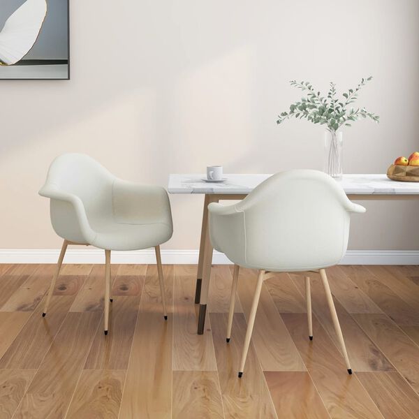 vidaXL Krzesła stołowe, 2 szt., kremowe, obite tkaniną