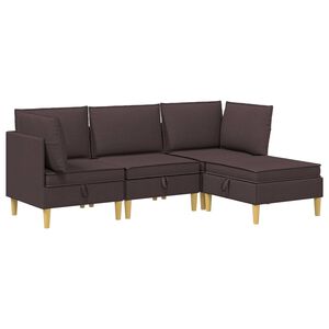 vidaXL Modularny Zestaw Sofy z Przechowalnią 4 szt. Ciemny brąz