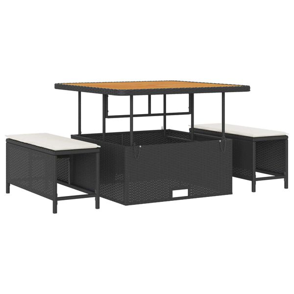 vidaXL Zestaw Sof na Ogr&oacute;d z poduszką 9 pcs Czarny i kremowy