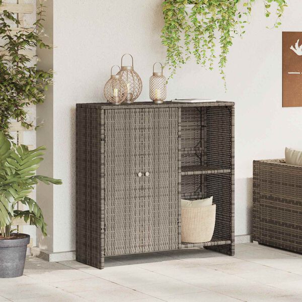 vidaXL Szafka do przechowywania z p&oacute;łką Szary 100 x 36 x 102 cm rattan