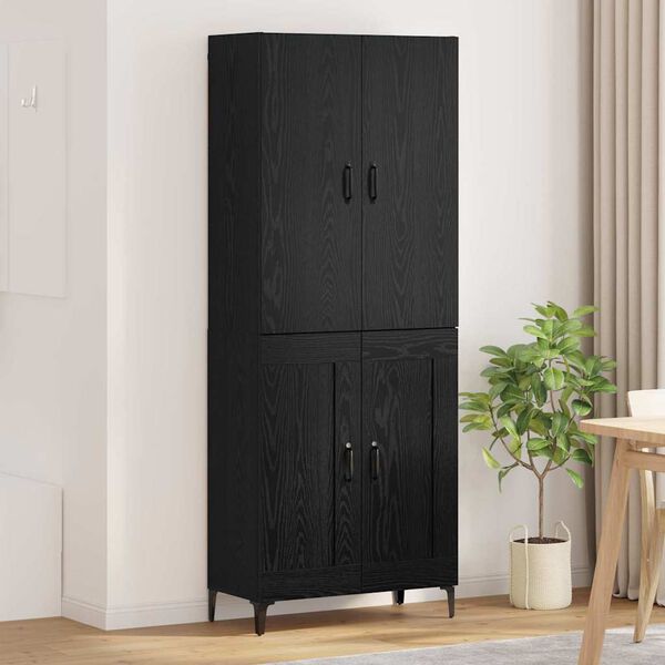 vidaXL Highboard Czarny Dąb 69,5 x 34 x 180 cm Materiał drewnopochodny