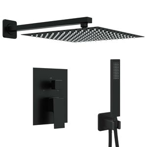 vidaXL Ukryty system prysznicowy (kwadratowy) Czarny