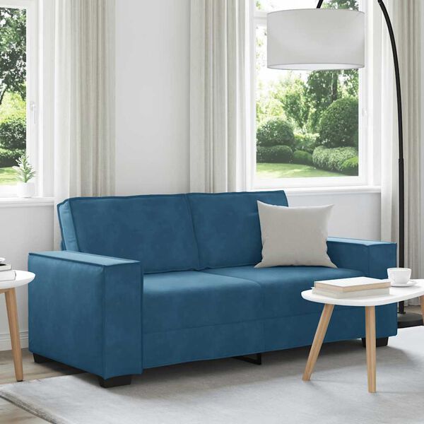 vidaXL Sofa 2-osobowa, niebieski, 180x78x84 cm, tapicerowana aksamitem