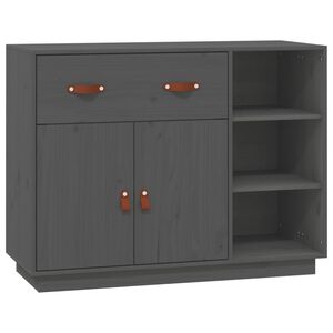 vidaXL Szafka, szara, 98,5x40x75 cm, lite drewno sosnowe