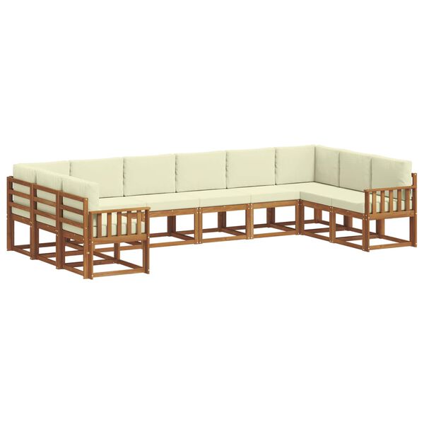 vidaXL Zestaw sof na zewnątrz z poduszką 10 pcs Naturalny i Kremowy