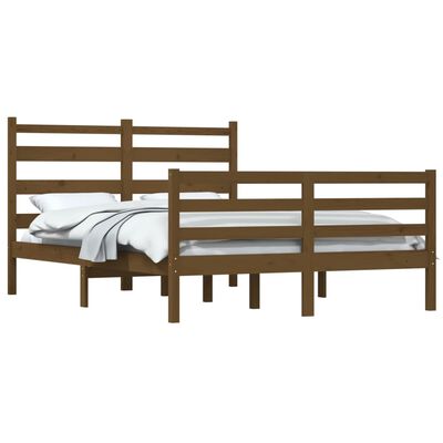vidaXL Rama łóżka, lite drewno sosnowe, 140 x 200 cm, miodowy brąz
