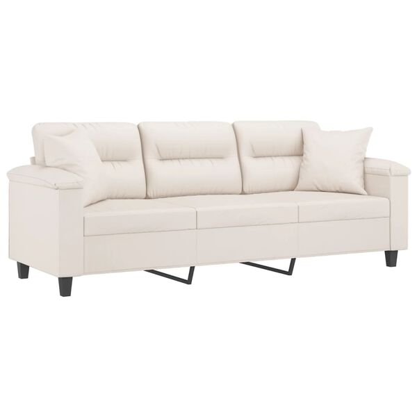 vidaXL 3-osobowa sofa z poduszkami, beżowa, 180 cm, mikrofibra