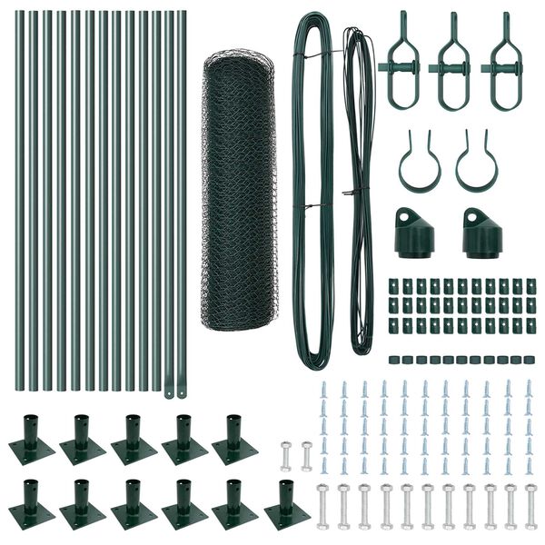 vidaXL Ogrodzenie z słupkami Zielony 0.4 x 25 m Stal pokryta PCV
