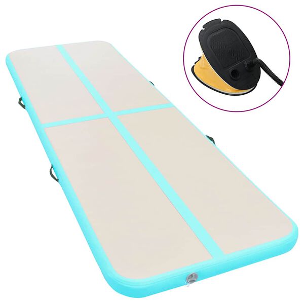 vidaXL Mata gimnastyczna z pompką, 600x100x10 cm, PVC, zielona