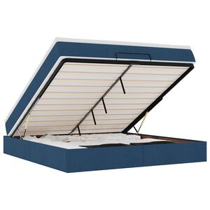 vidaXL Rama ł&oacute;żka otomana z materacem, niebieska, 180x200 cm, tkanina