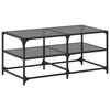 vidaXL Stolik kawowy z czarnym, szklanym blatem, 98,5x50x45 cm, stal