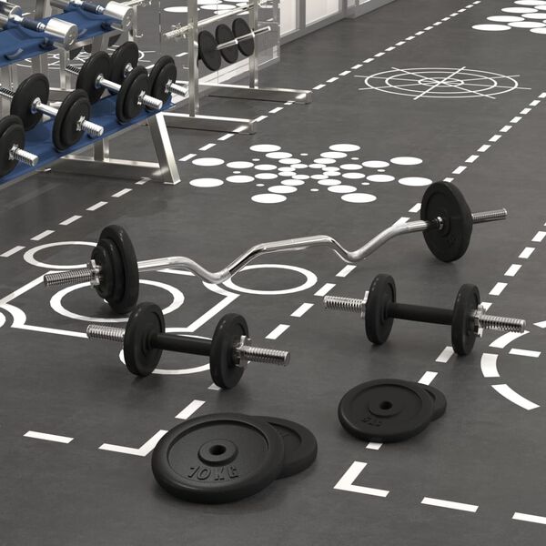 vidaXL Sztanga i hantle z obciążnikami, 60 kg, żeliwo