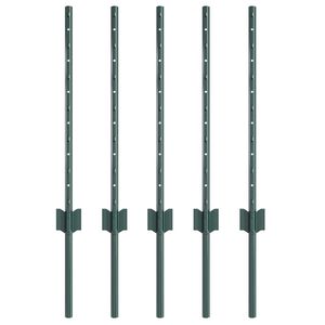 vidaXL Słupek ogrodzeniowy. 5 pcs Zielony 100 cm Stal