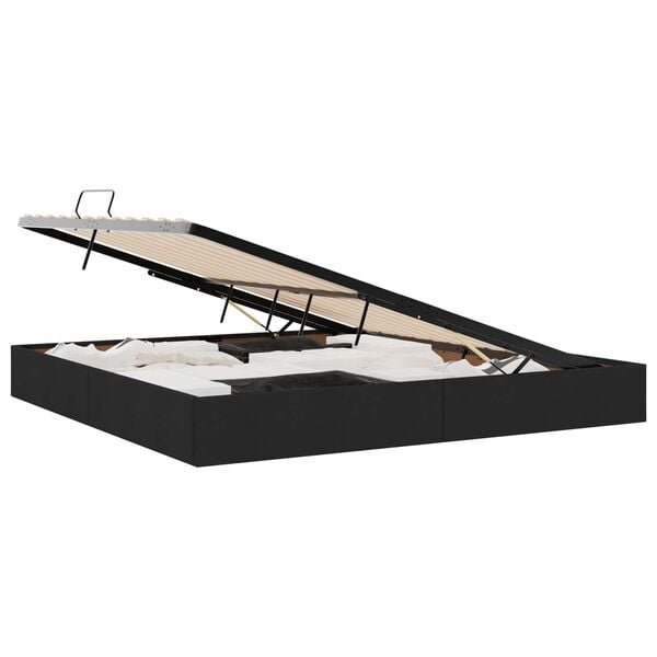 vidaXL Ł&oacute;żko z miejscem do przechowywania Czarny 200 x 200 cm tkanina