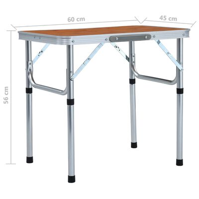 vidaXL Składany stolik turystyczny, aluminiowy, 60 x 45 cm