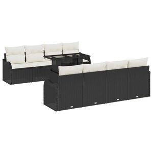 vidaXL Zestaw Sof na Ogr&oacute;d z poduszką 9 pcs Czarny Rattan poli