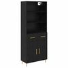 vidaXL Highboard Czarny Dąb 69,5 x 34 x 180 cm Drewno inżynieryjne